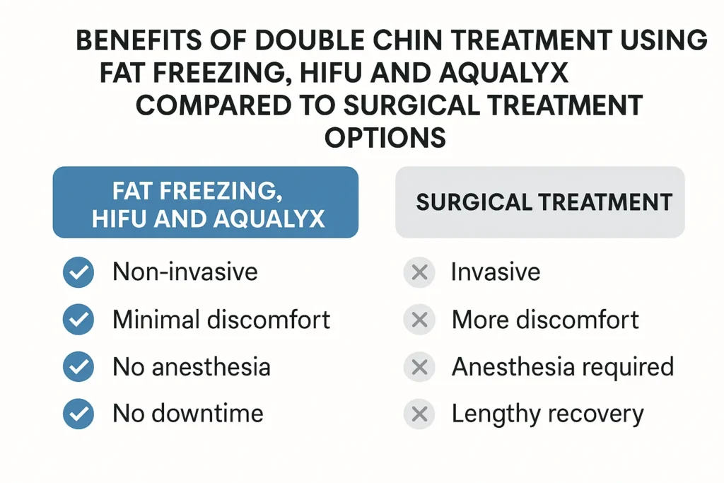 Graphic about the benefits of double chin treatment Edgware - from LA LIPO