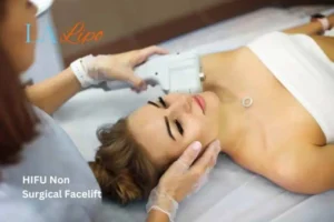 Woman having Hi-Fu to reduce wrinkles Edgware.