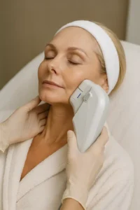 Woman receiving HIFU non surgical facelift treatment Edgware