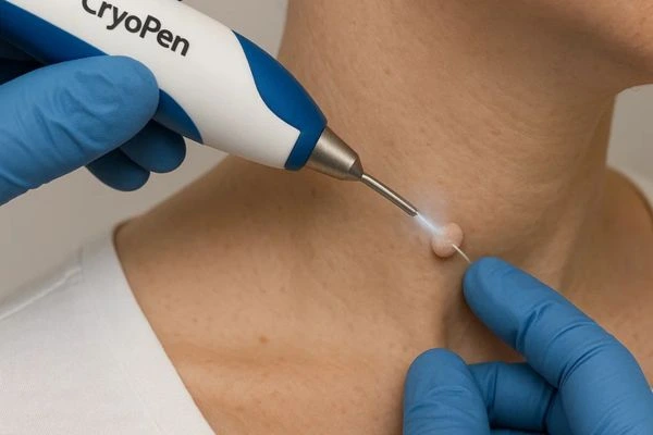 Person receiving Cryotherapy skin tag removal Edgware